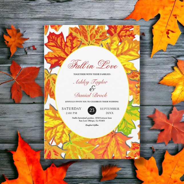 Invitación Elegante caída del Boho deja al Boda floral del pa (Subido por el creador)