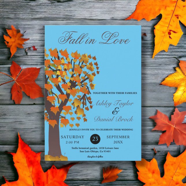 Invitación Elegante caída del Boho en el Boda del otoño azul  (Subido por el creador)
