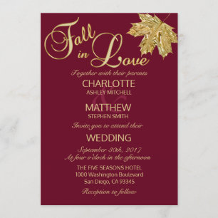 Invitación Elegante caída en amor Borgoña Marsala Boda