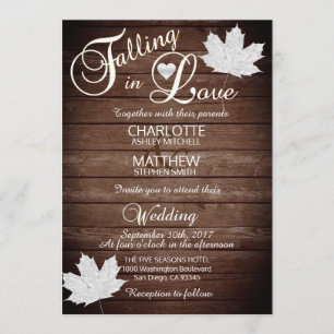 Invitación Elegante caída en amor de matrimonio rústico