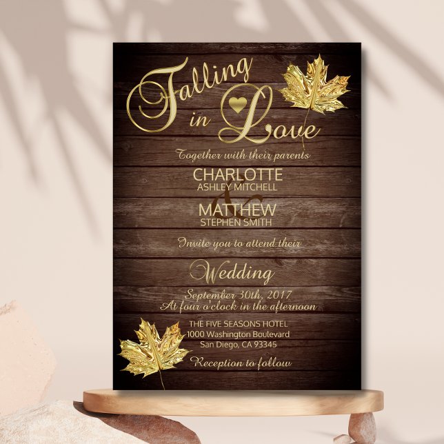 Invitación Elegante caída en amor de matrimonio rústico (Subido por el creador)