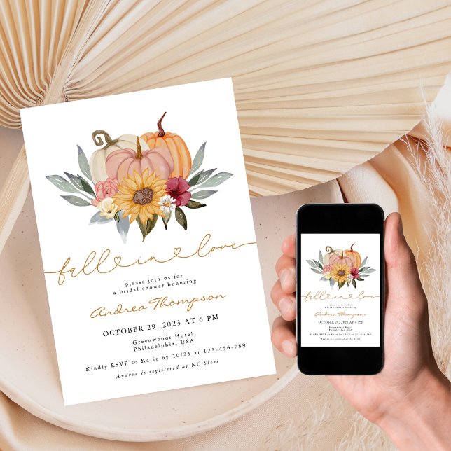 Invitación Elegante caída en amor Floral Calabaza ducha de no (Subido por el creador)
