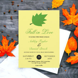 Invitación Elegante caída enamorada de hojas rusticas de boda