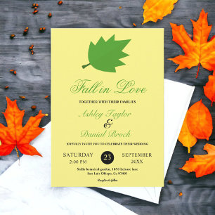 Invitación Elegante caída enamorada de hojas rusticas de boda