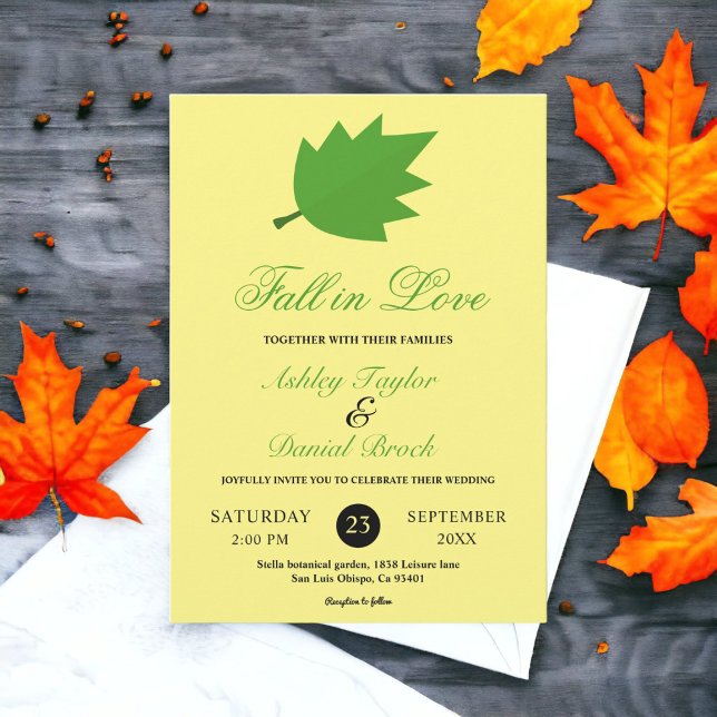 Invitación Elegante caída enamorada de hojas rusticas de boda (Subido por el creador)