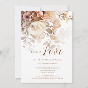 Invitación Elegante Caída Neutra En El Amor Floral Ducha Brid