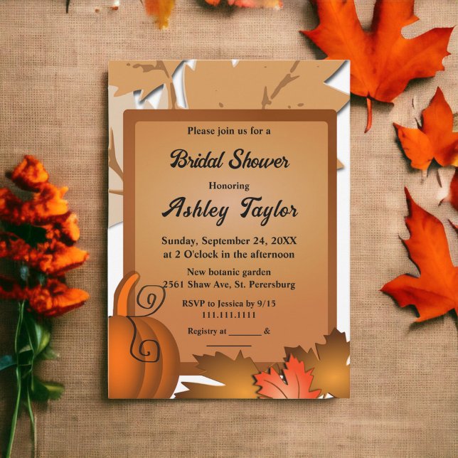 Invitación Elegante caída rústica deja ducha de novia de cala (Subido por el creador)