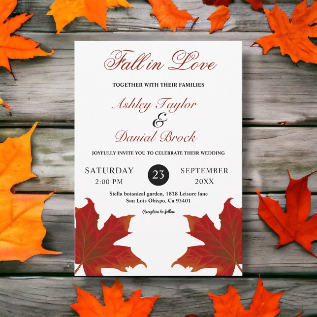 Invitación Elegante caída rústica en amor Romántica boda de o (Subido por el creador)