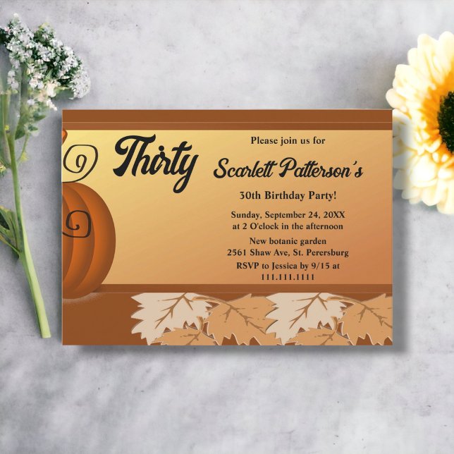 Invitación Elegante caída rústica salta el 30 de otoño. cumpl (Subido por el creador)