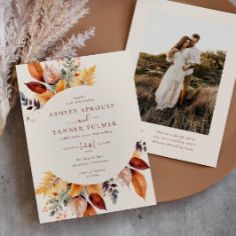 Invitación Elegante Caída Sale Autumn Código QR Boda de fotog