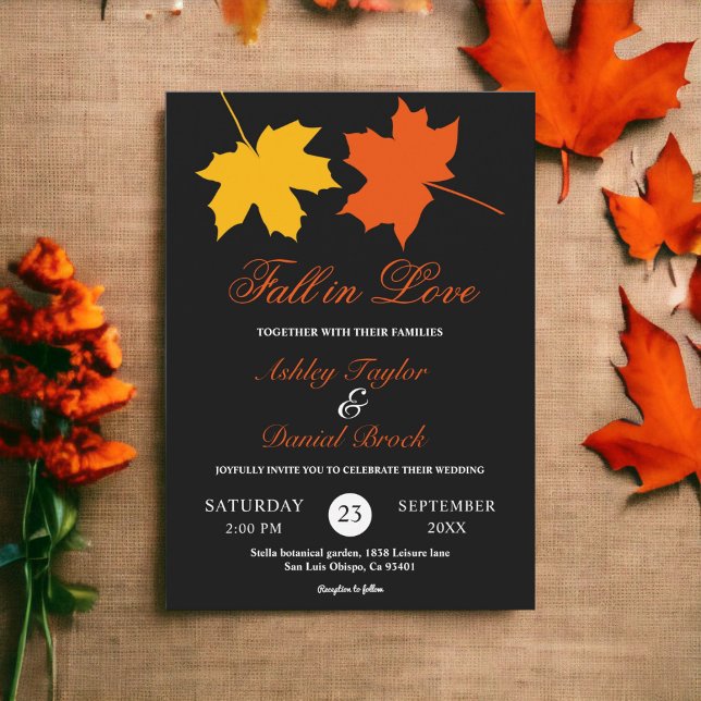 Invitación Elegante Caída Sale Boda Floral Blanco Y Negro (Subido por el creador)