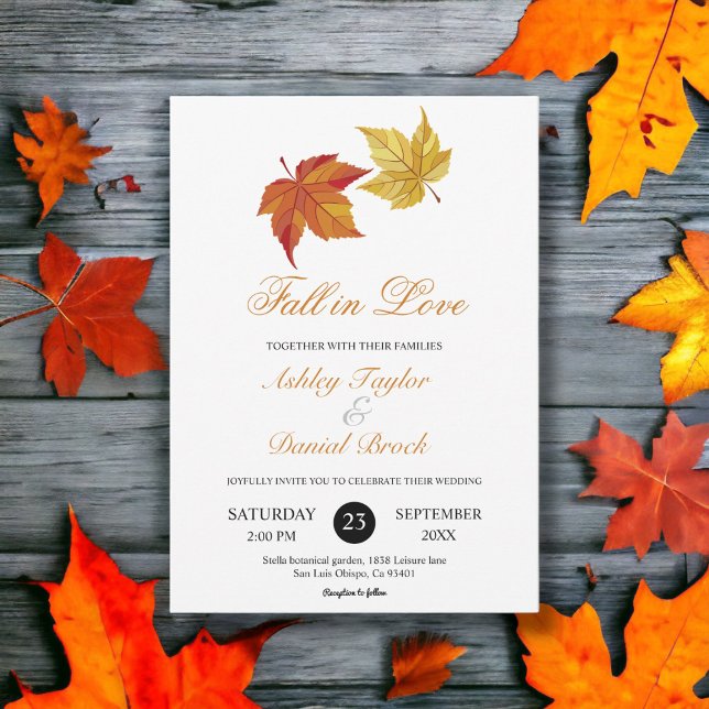 Invitación Elegante caída simple en el amor Boda de otoño rús (Subido por el creador)