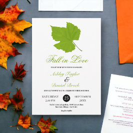 Invitación Elegante caída verde deja Boda floral otoño