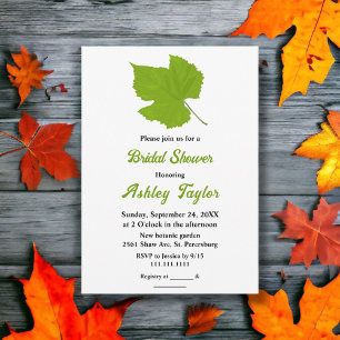 Invitación Elegante caída verde deja ducha de novia otoñal