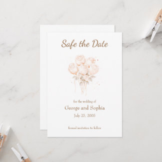 Invitación Elegante caja fuerte de color beige y oro