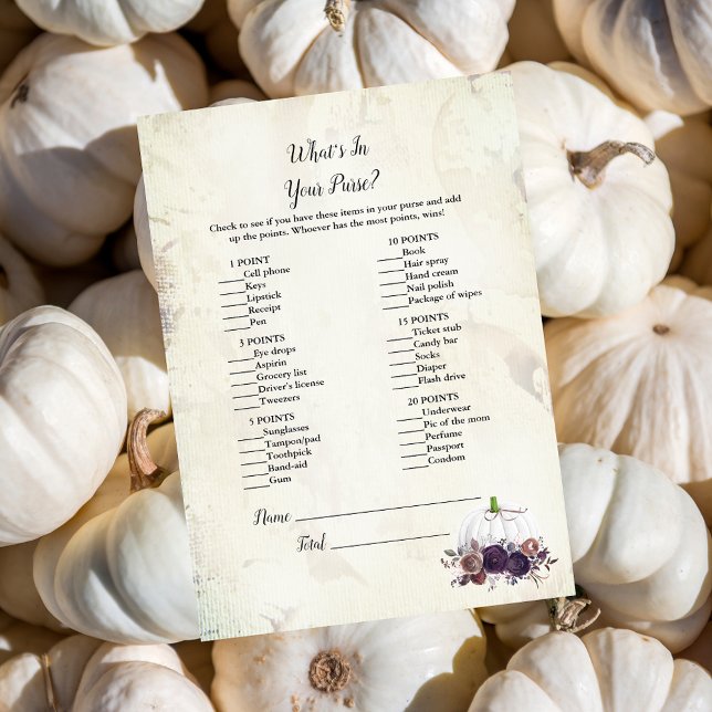 Invitación Elegante Calabaza Blanca Lo que hay en tu juego de (Subido por el creador)