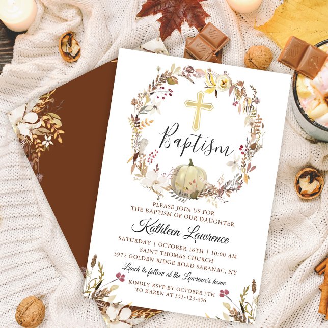 Invitación Elegante Calabaza de Calabaza Floral de Otoño Cae  (Subido por el creador)