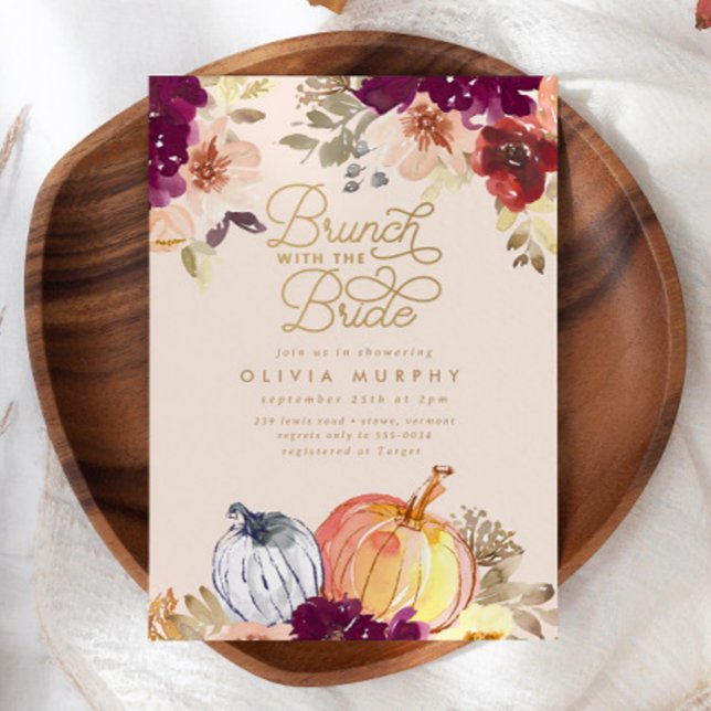 Invitación Elegante Calabaza de Otoño Floral Bridal Ducha Bru (Subido por el creador)