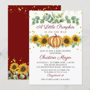 Invitación Elegante Calabaza de Otoño Girasol Cae Baby Shower
