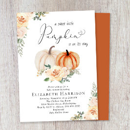 Invitación Elegante calabaza Floral acuarela Baby Shower