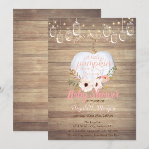 Invitación Elegante Calabaza, Floral, Baby Shower de textura 