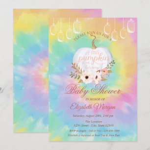 Invitación Elegante Calabaza, Floral Tie Dye Baby Shower