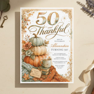 Invitación Elegante Calabaza Otoño 50 Cumpleaños