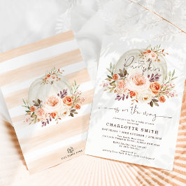 Invitación Elegante Calabaza Pastel Flores de Otoño Baby Show