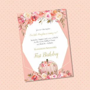 Invitación Elegante Calabaza Primer Rosa de cumpleaños Oro
