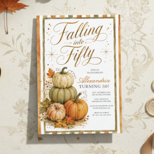 Invitación Elegante calabaza que cae en cincuenta cumpleaños 