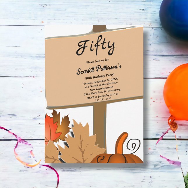 Invitación Elegante Calabaza Rústica Sale del 50 Aniversario (Subido por el creador)