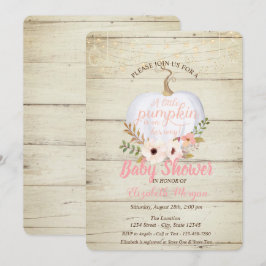 Invitación Elegante calabaza, textura de madera, baby shower 