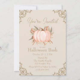 Invitación Elegante Calabaza Tono neutro Halloween