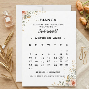 Invitación Elegante calendario floral propuesta de dama de ho