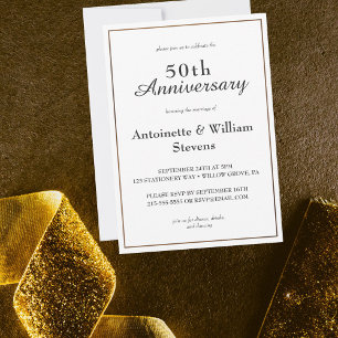 Invitación Elegante caligrafía 50° aniversario Boda