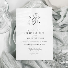 Invitación Elegante caligrafía Ampersand Monograma Boda