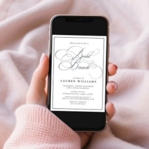 Invitación Elegante caligrafía azul de la Marina Brunch forma