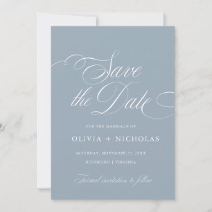 Invitación Elegante caligrafía azul turbia estilo americano