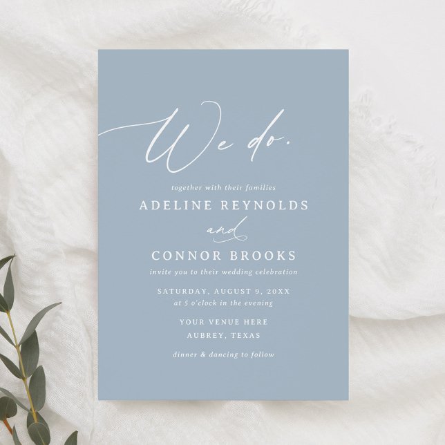 Invitación Elegante caligrafía azul turbia que hacemos Boda (Subido por el creador)