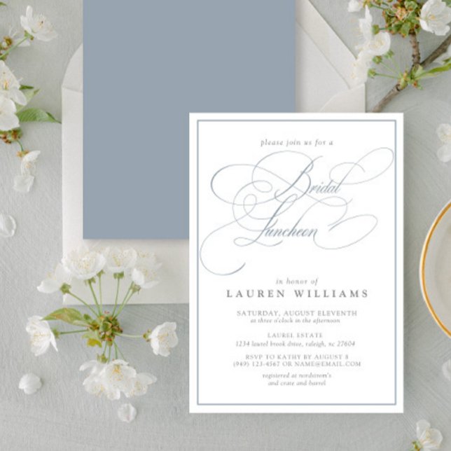 Invitación Elegante caligrafía azul turquesa almuerzo de novi (Subido por el creador)