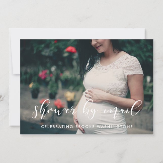 Invitación Elegante caligrafía Baby Shower por correo (Anverso)