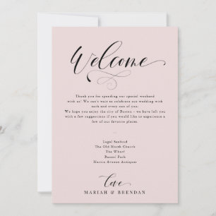 Invitación Elegante caligrafía Bienvenido Boda Itinerario