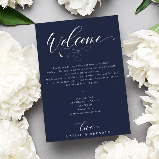 Invitación Elegante caligrafía Bienvenido Boda Itinerario (Subido por el creador)