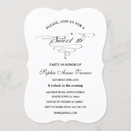 Invitación Elegante Cáligrafía blanca y negra 16