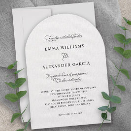 Invitación Elegante caligrafía Boda Arco Blanco Negro