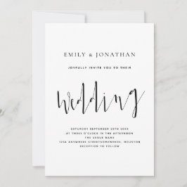 Invitación Elegante caligrafía Boda blanco negro