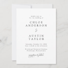 Invitación Elegante caligrafía Boda blanco y negro