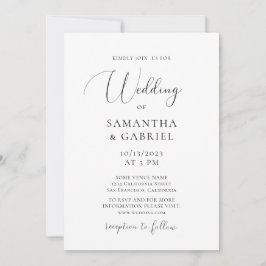 Invitación Elegante caligrafía boda blanco y negro