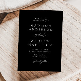 Invitación Elegante caligrafía Boda blanco y negro