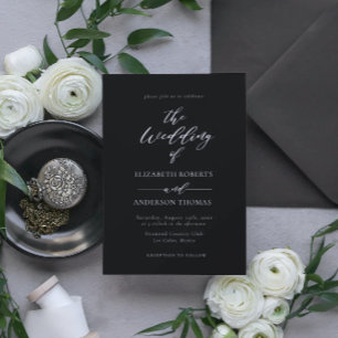 Invitación Elegante caligrafía Boda blanco y negro